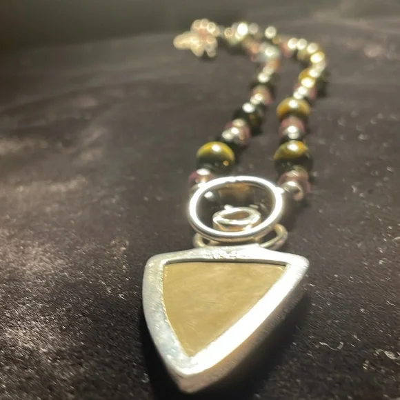 Charles Albert Sterling silver necklace tricolor with pendant. - Picture 2 of 4